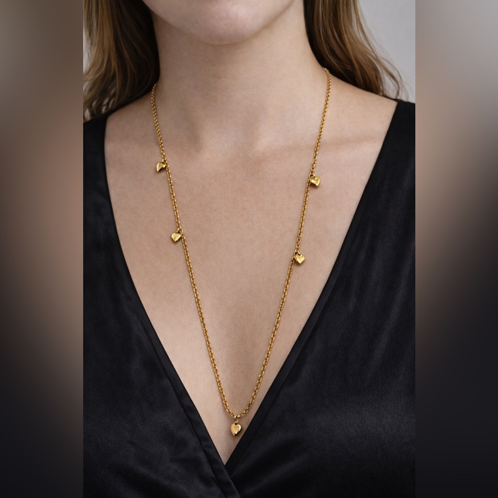 Sarah Coventry Party Hearts Single Strand Goldtone Necklace